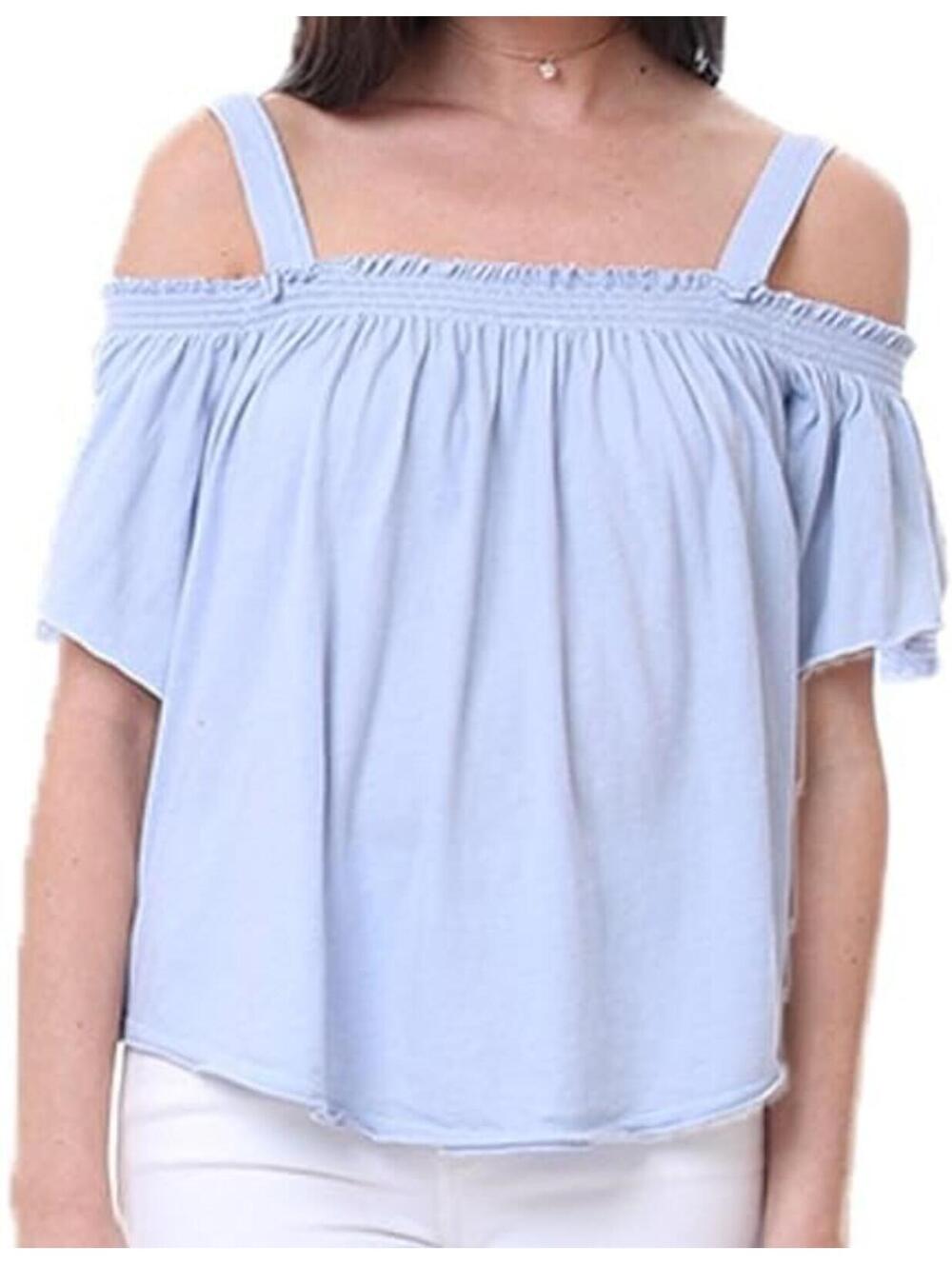 WE THE FREE blue cold shoulder blouse sz M
